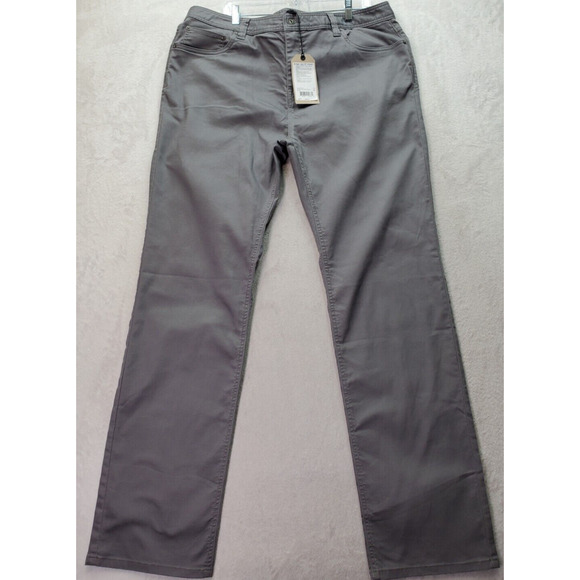 prAna Bridger Jeans‎ Men's 40 Light Gray Denim Flat Front Slim Fit Straight Leg - Picture 1 of 7